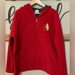 Disney Winnie the Pooh Red Sweatshirt Women's 2XL Fleece 1/4 Zip Embroidered